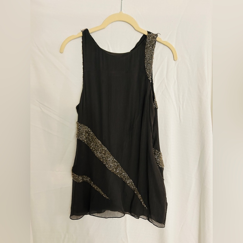 Alice + Olivia Gray Beaded Sheer Tank Top - Size 2